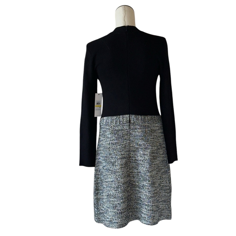 NWT CALVIN KLEIN BLACK MIXED MEDIA LONG SLEEVE SHEATH DRESS - Picture 4 of 7